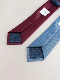 Hot Next Textured Ties 2 Pack Navy/Burgundy Red