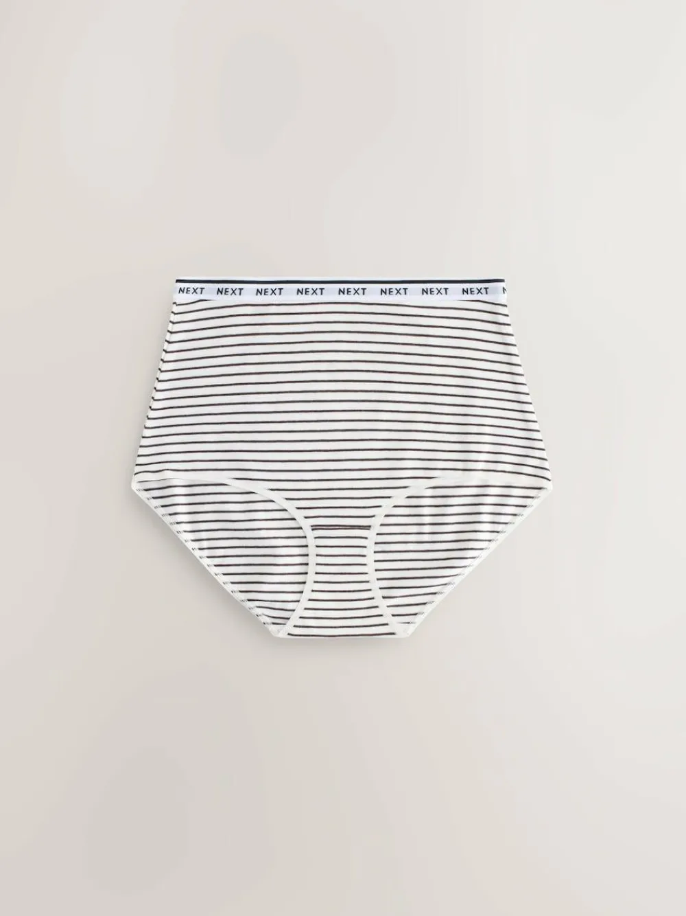 Next Full Brief Cotton Logo Knickers 7 Pack Navy/Chocolate Stripe
