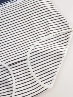 Next Full Brief Cotton Logo Knickers 7 Pack Navy/Chocolate Stripe