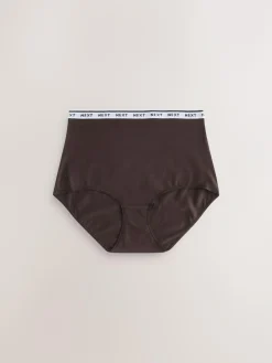 Next Full Brief Cotton Logo Knickers 7 Pack Navy/Chocolate Stripe