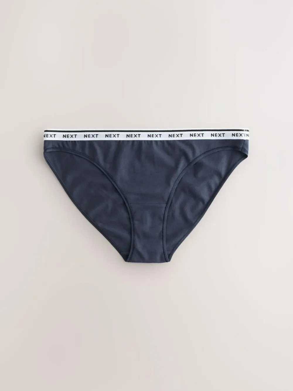 Sale Next High Leg Cotton Logo Knickers 7 Pack Navy/Chocolate Stripe