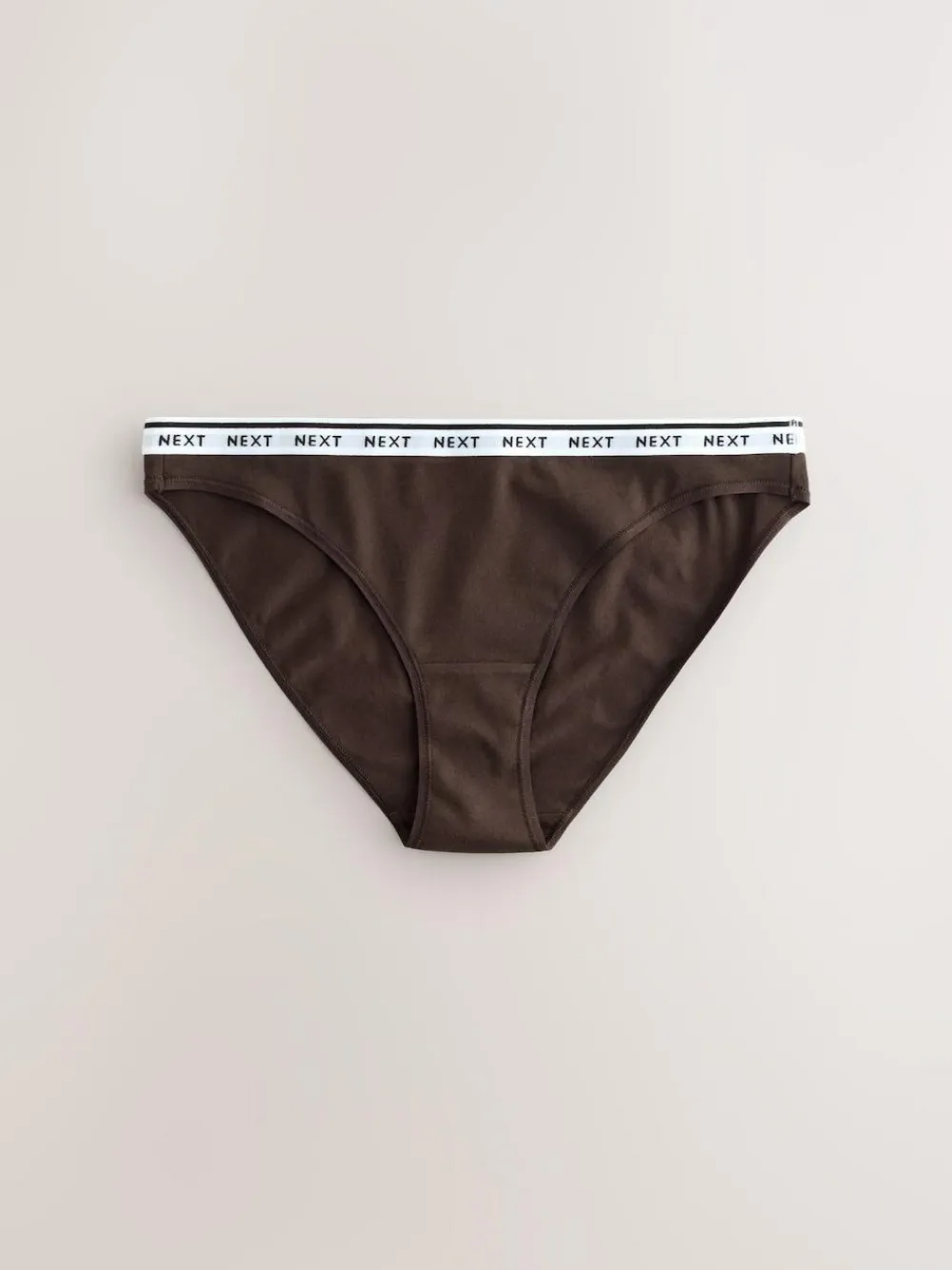 Sale Next High Leg Cotton Logo Knickers 7 Pack Navy/Chocolate Stripe