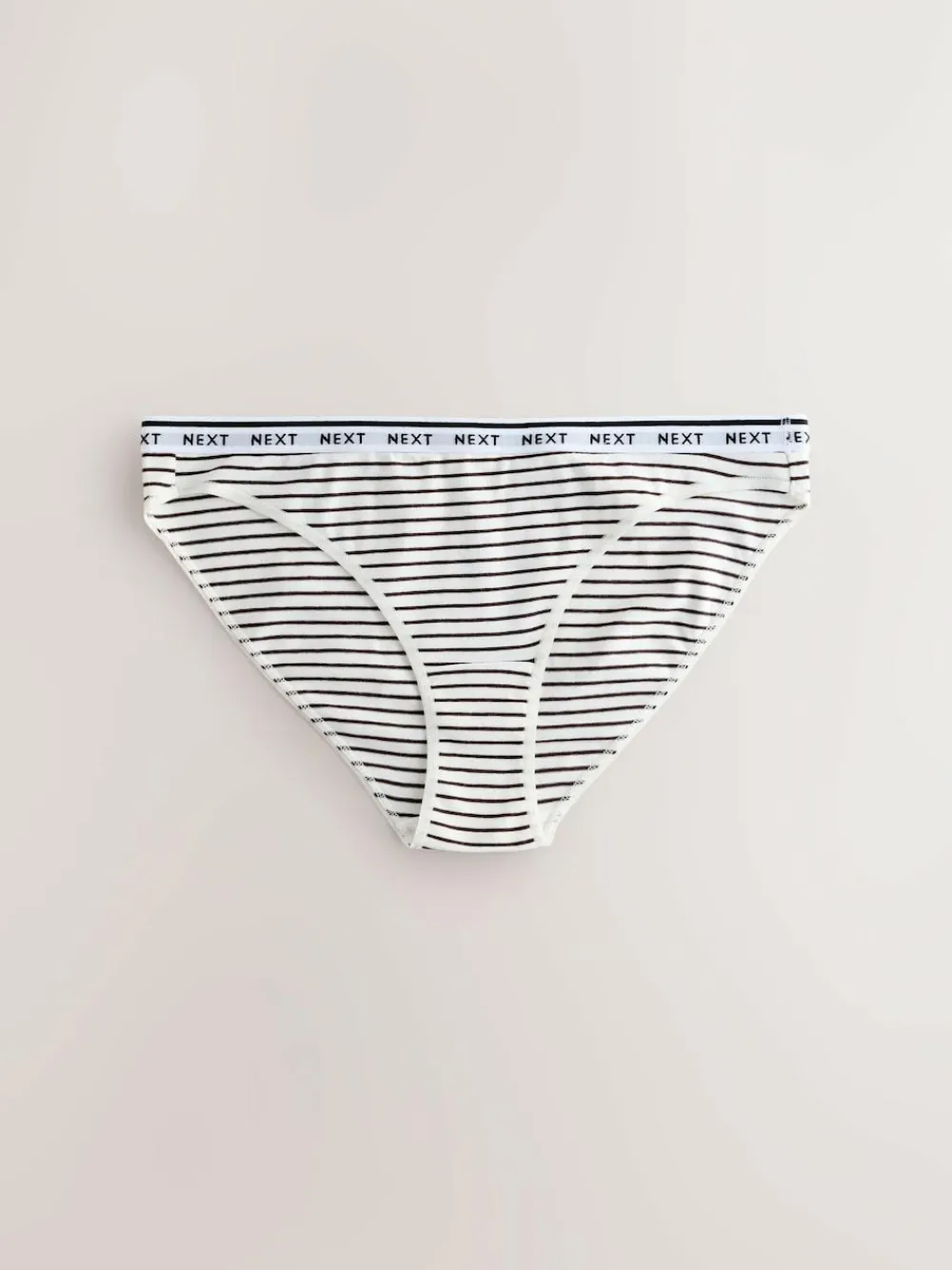 Sale Next High Leg Cotton Logo Knickers 7 Pack Navy/Chocolate Stripe