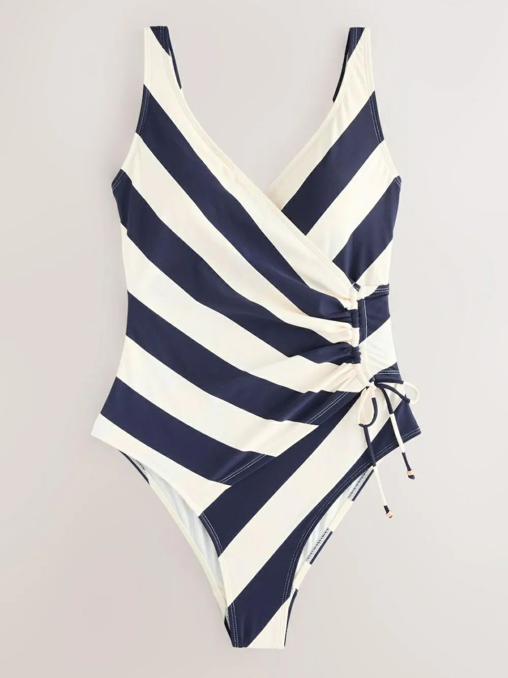 Discount Next Navy/Cream Ruched Side Tummy Shaping Control Swimsuit