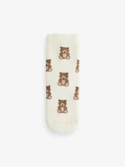 Next Navy/Ecru Bear Cosy Terry Cotton Rich Socks 5 Pack^BOY Socks & Tights|Socks & Tights