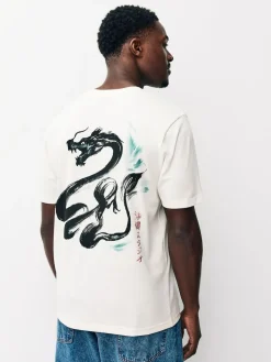 Hot Next Navy/Ecru White/Teal Regular Fit Graphic Print T-Shirts 3 Pack