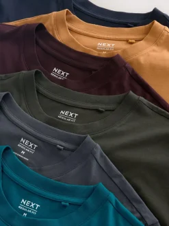 Clearance Next Navy/Green/Burgundy Red/Yellow/Slate/Blue Regular Fit Essential Cotton T-Shirts 6 Pack
