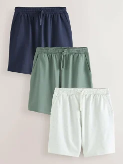 Clearance Next Loopback Soft Touch Shorts 3 Pack Navy/Green/Ice Grey