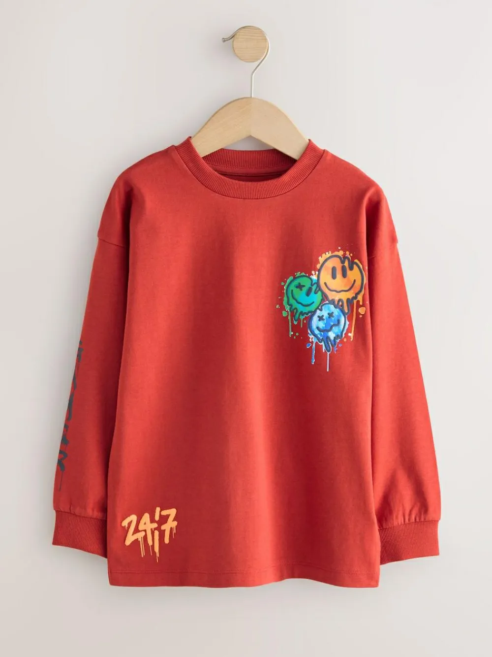 New Next Navy/Grey/Red Gamer Relaxed Fit Graphic Print Long Sleeve T-Shirts 3 Pack (3-16yrs)