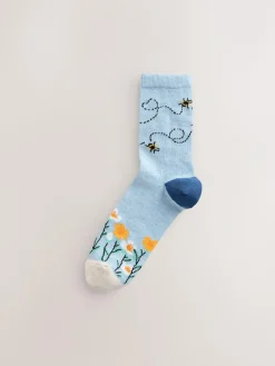 Clearance Next Ankle Socks 4 Pack Navy/Ochre Bee