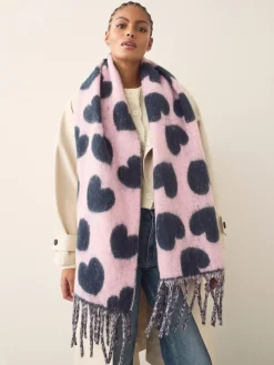 Next Navy/Pink Heart Print Heavyweight Blanket Scarf
