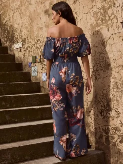 Sale Next Off the Shoulder Jumpsuit Navy/Pink