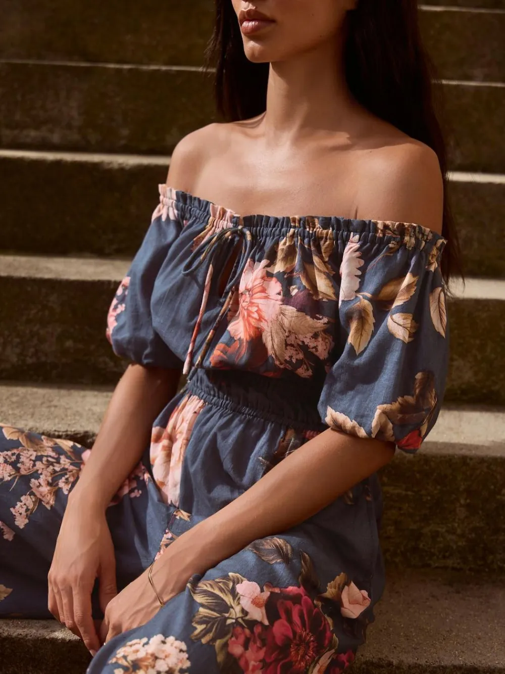 Sale Next Off the Shoulder Jumpsuit Navy/Pink