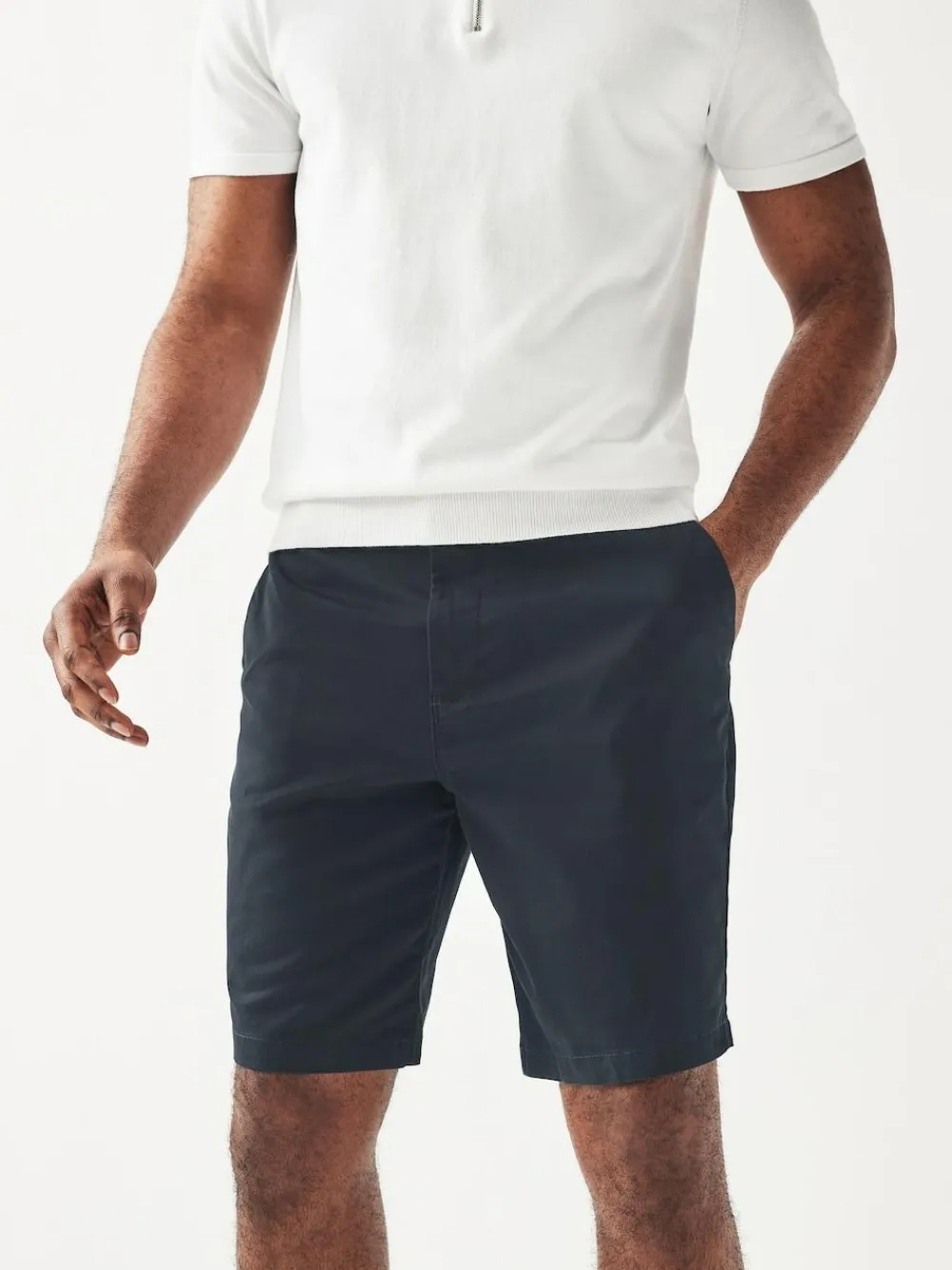 Outlet Next Slim Fit Stretch Chino Shorts 2 Pack Navy/Stone