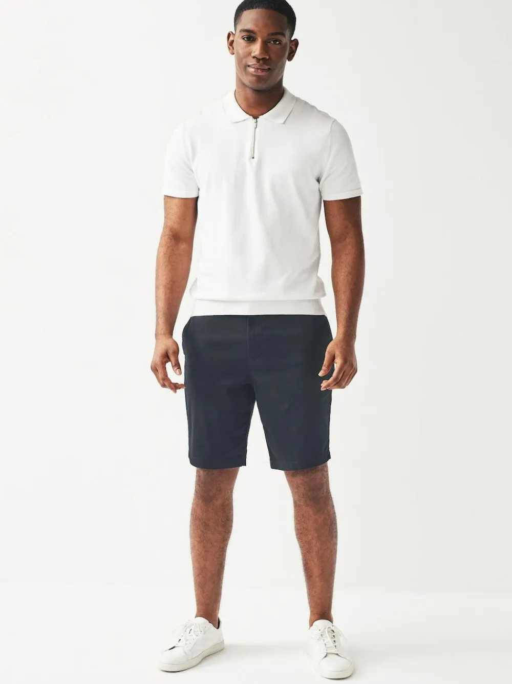 Outlet Next Slim Fit Stretch Chino Shorts 2 Pack Navy/Stone