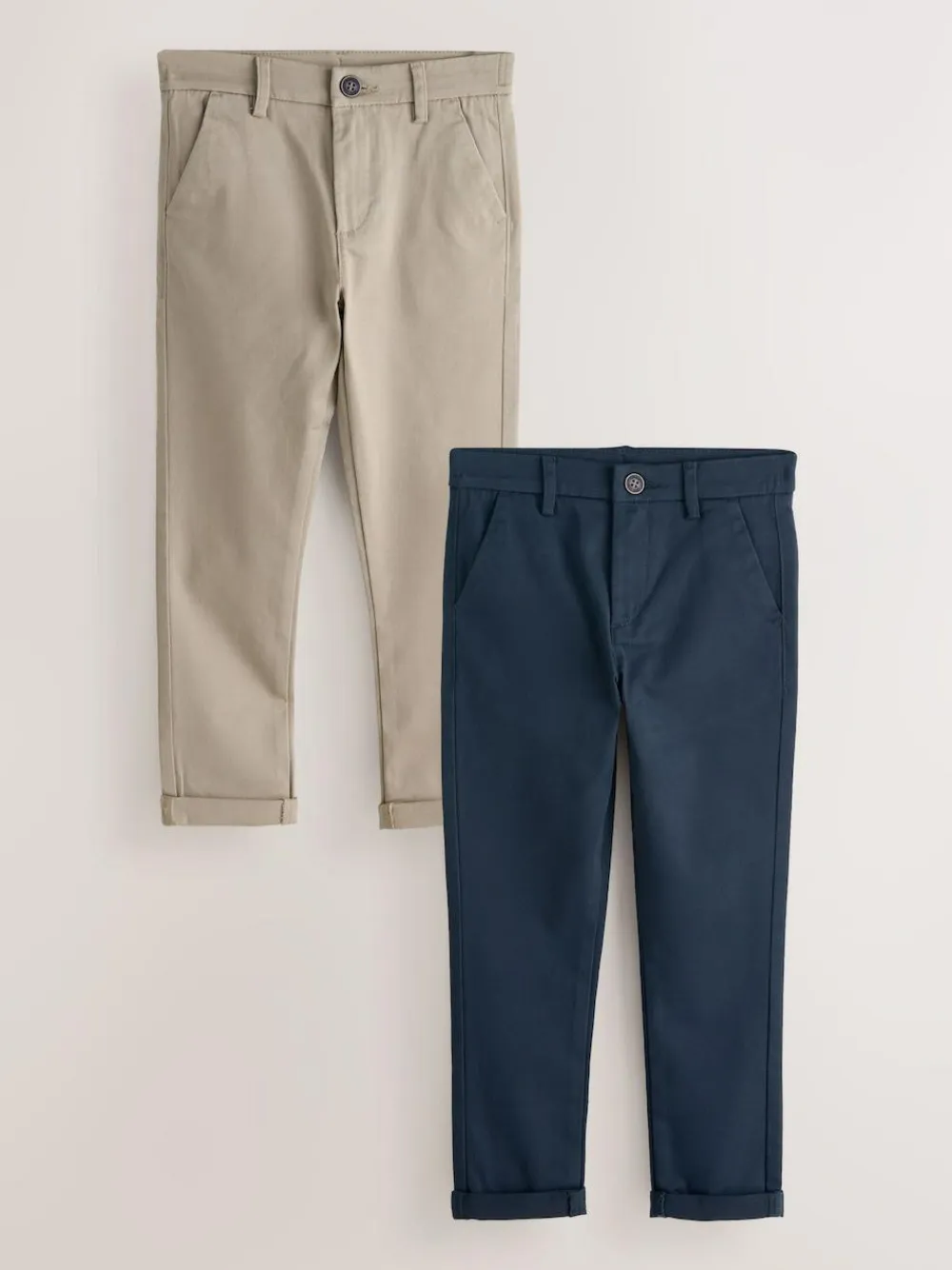 Clearance Next Stretch Skinny Chino Trousers 2 Pack (3-17yrs) Navy/Stone
