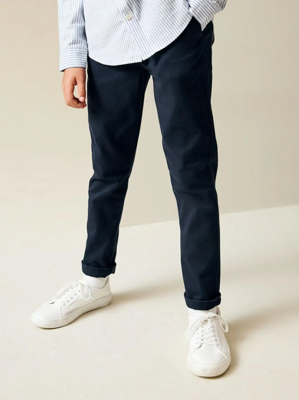 Clearance Next Stretch Skinny Chino Trousers 2 Pack (3-17yrs) Navy/Stone