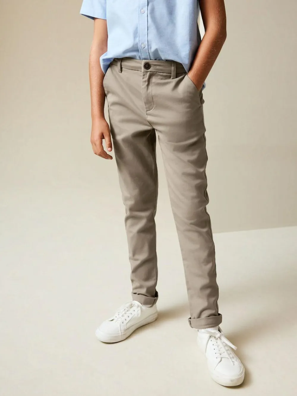 Clearance Next Stretch Skinny Chino Trousers 2 Pack (3-17yrs) Navy/Stone