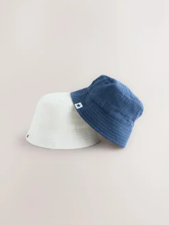 Online Next Navy/White 2 Pack Baby Bucket Hat (0mths-2yrs)