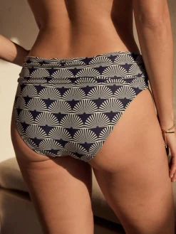 Next Navy/White Fan Roll Top Bikini Bottoms^Women Swimwear