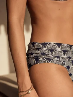Next Navy/White Fan Roll Top Bikini Bottoms^Women Swimwear