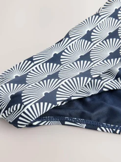 Next Navy/White Fan Roll Top Bikini Bottoms^Women Swimwear