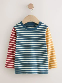 Next 100% Cotton Long Sleeve Stripe T-Shirt (3mths-7yrs)^BOY Tops|T-Shirts