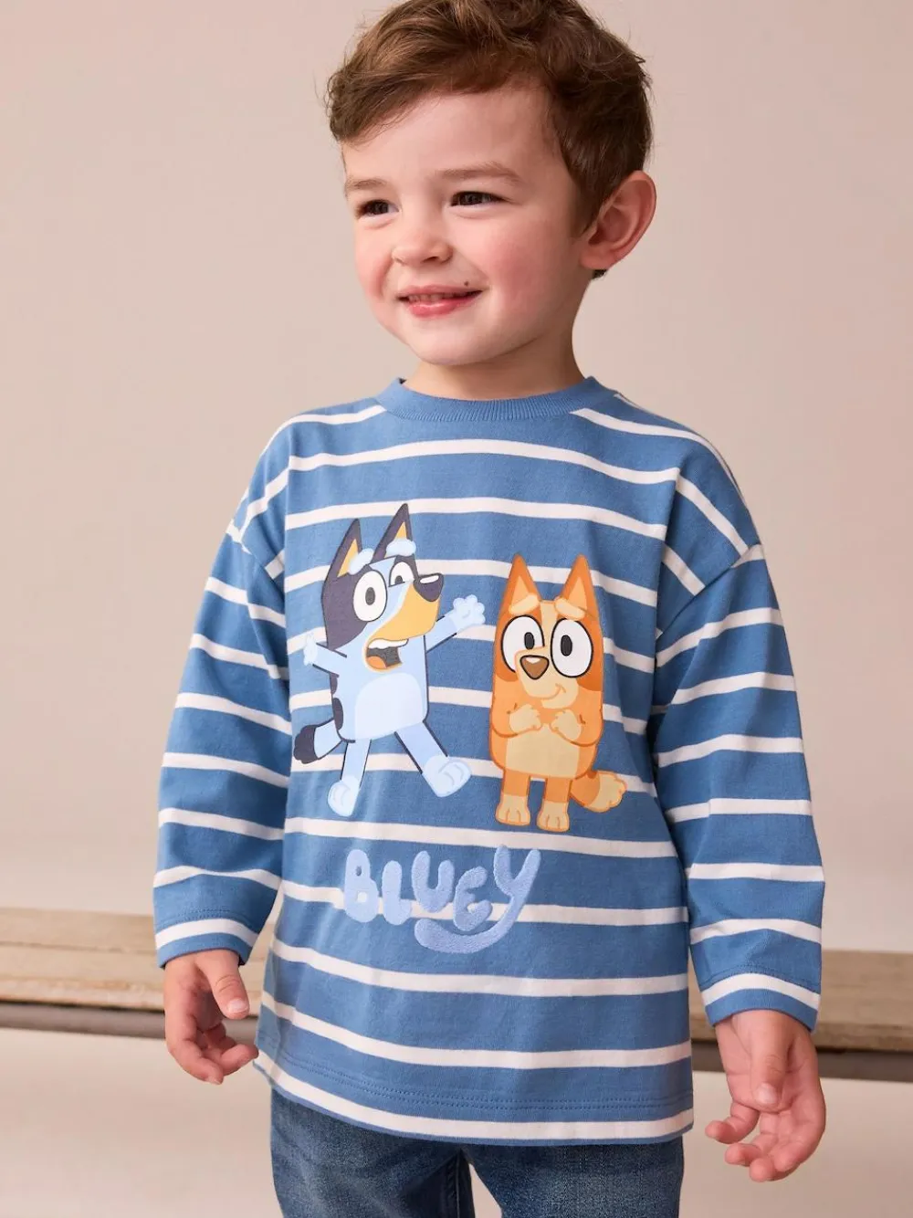 Best Next Bluey Long Sleeve T-Shirt (6mths-8yrs) Navy/White Stripe