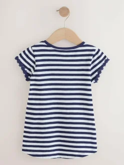 New Next Daisy Pocket T-Shirt (1.5-16yrs) Navy/White Stripe