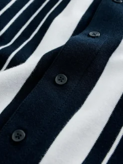 Clearance Next Navy/White Vertical Stripe Short Sleeve Jersey Shirt (3-16yrs)