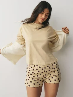 Next Short Set Pyjamas 2 Pack Navy/Yellow Spot