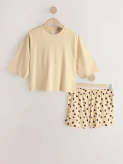 Next Short Set Pyjamas 2 Pack Navy/Yellow Spot