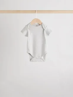 Sale Next Neutral 100% Cotton Short Sleeve Baby Bodysuits 5 Pack