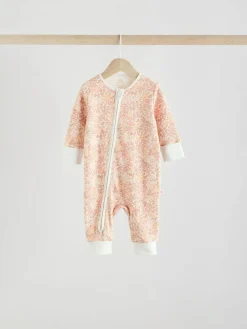 Next Neutral 5 Pack Two Way Zip Baby Sleepsuits (0mths-3yrs)^ Nightwear