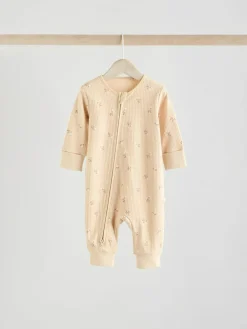 Next Neutral 5 Pack Two Way Zip Baby Sleepsuits (0mths-3yrs)^ Nightwear