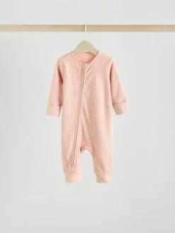 Next Neutral 5 Pack Two Way Zip Baby Sleepsuits (0mths-3yrs)^ Nightwear