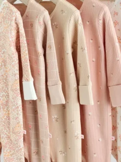 Next Neutral 5 Pack Two Way Zip Baby Sleepsuits (0mths-3yrs)^ Nightwear