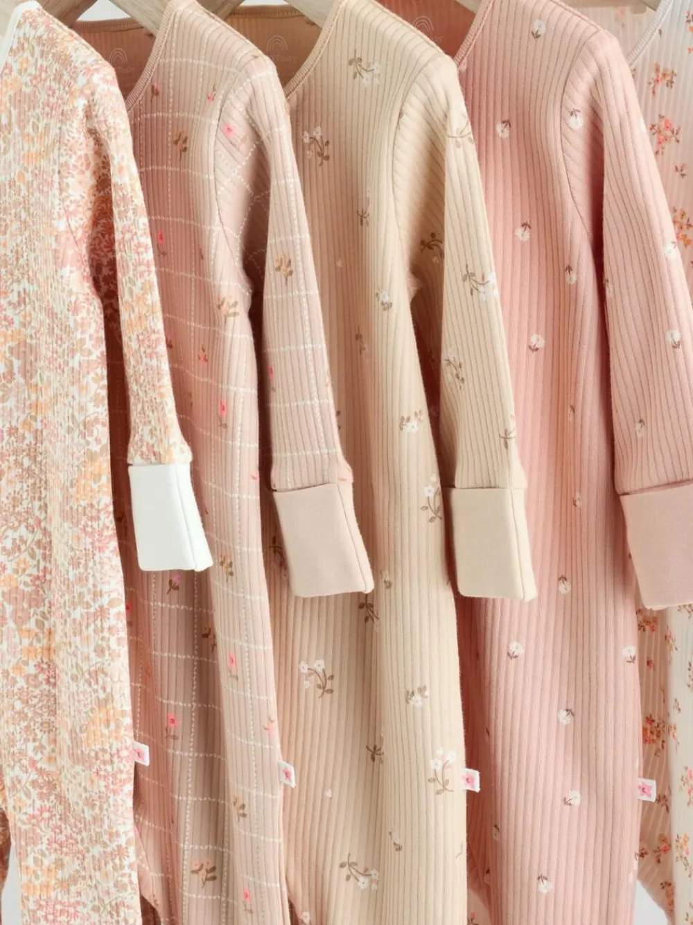 Next Neutral 5 Pack Two Way Zip Baby Sleepsuits (0mths-3yrs)^ Nightwear