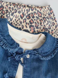 Next Neutral Animal Baby Denim Jacket, Top and Leggings Set 3 Piece (0mths-2yrs)^ Sets & Co-Ords|Sets & Co-Ords