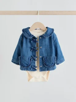 Next Neutral Animal Baby Denim Jacket, Top and Leggings Set 3 Piece (0mths-2yrs)^ Sets & Co-Ords|Sets & Co-Ords
