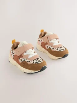 Sale Next Standard Fit (F) Elastic Lace Touch Fasten Trainers Neutral Animal