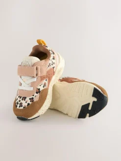 Sale Next Standard Fit (F) Elastic Lace Touch Fasten Trainers Neutral Animal