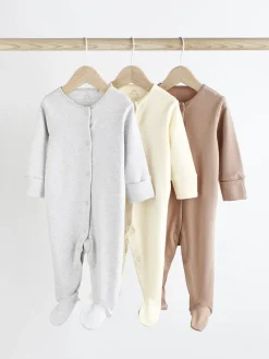 Next Neutral Baby 100% Cotton Sleepsuits 3 Pack (0-2yrs)^BOY Unisex|Nightwear