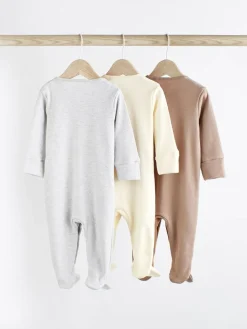 Next Neutral Baby 100% Cotton Sleepsuits 3 Pack (0-2yrs)^BOY Unisex|Nightwear