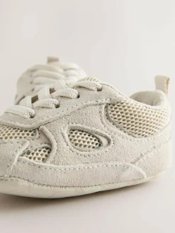 New Next Baby Elastic Lace Slip-Ons Trainers (0-2mths) Neutral