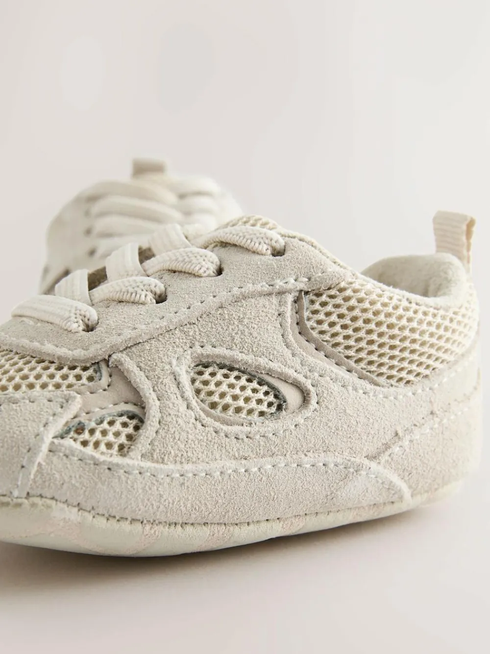 New Next Baby Elastic Lace Slip-Ons Trainers (0-2mths) Neutral