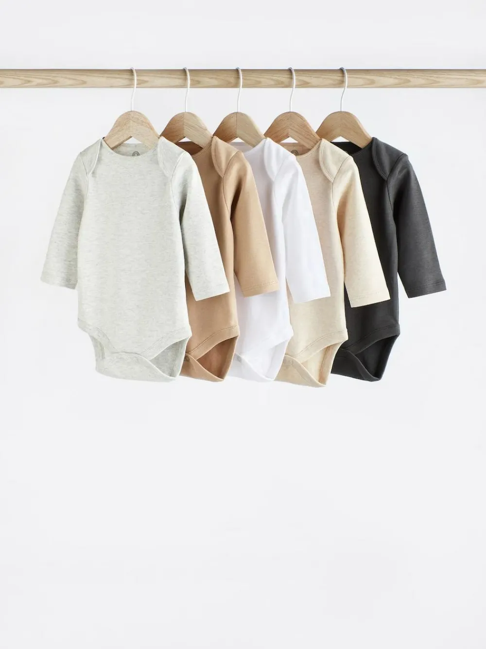 Next Neutral Baby Essential Long Sleeve Bodysuits 5 Pack^BOY Baby Girls|Unisex