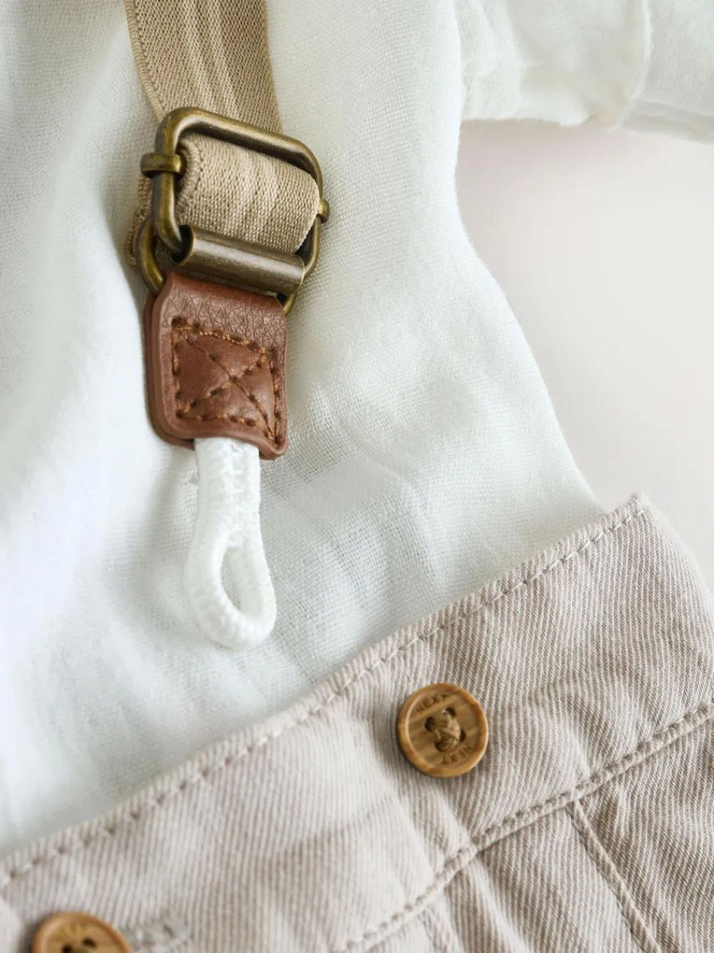 Next Neutral Baby Shirt Trousers and Braces Set 3 Piece (0mths-2yrs)^BOY Shirts|Pants & Chinos