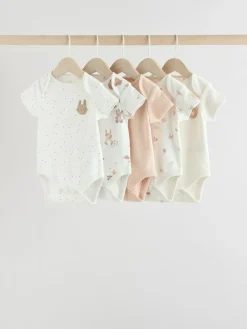 Sale Next Neutral Baby Short Sleeve Bodysuits 5 Pack