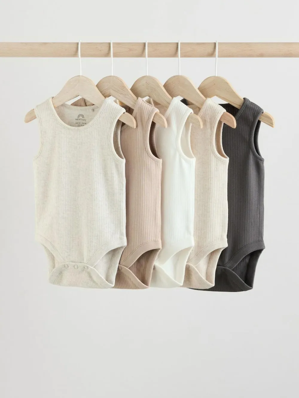 Next Neutral Baby Vest Bodysuits 5 Pack^BOY Unisex|Bodysuits & Vests